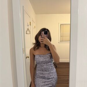 Elegant Silver Strapless Dress